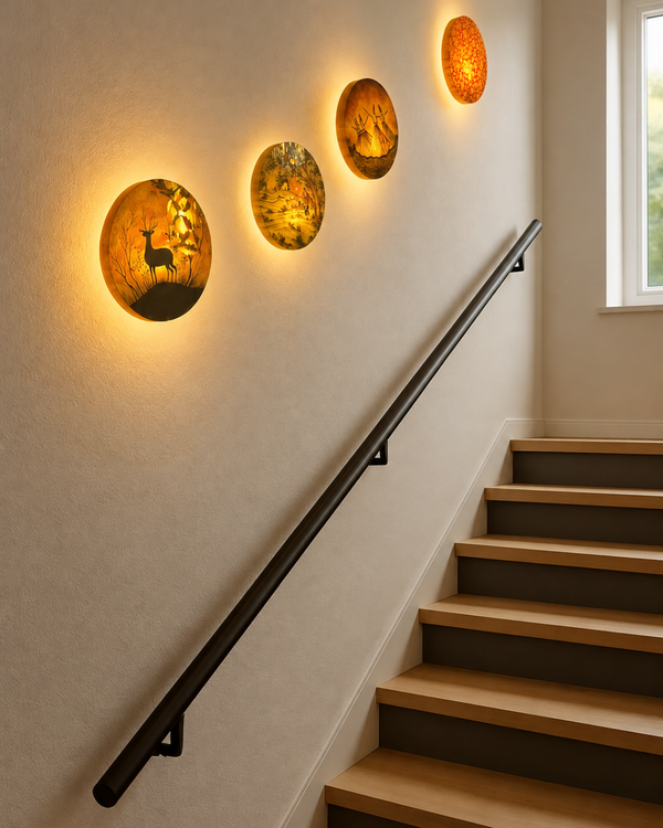 Painted Round Wall Light Set