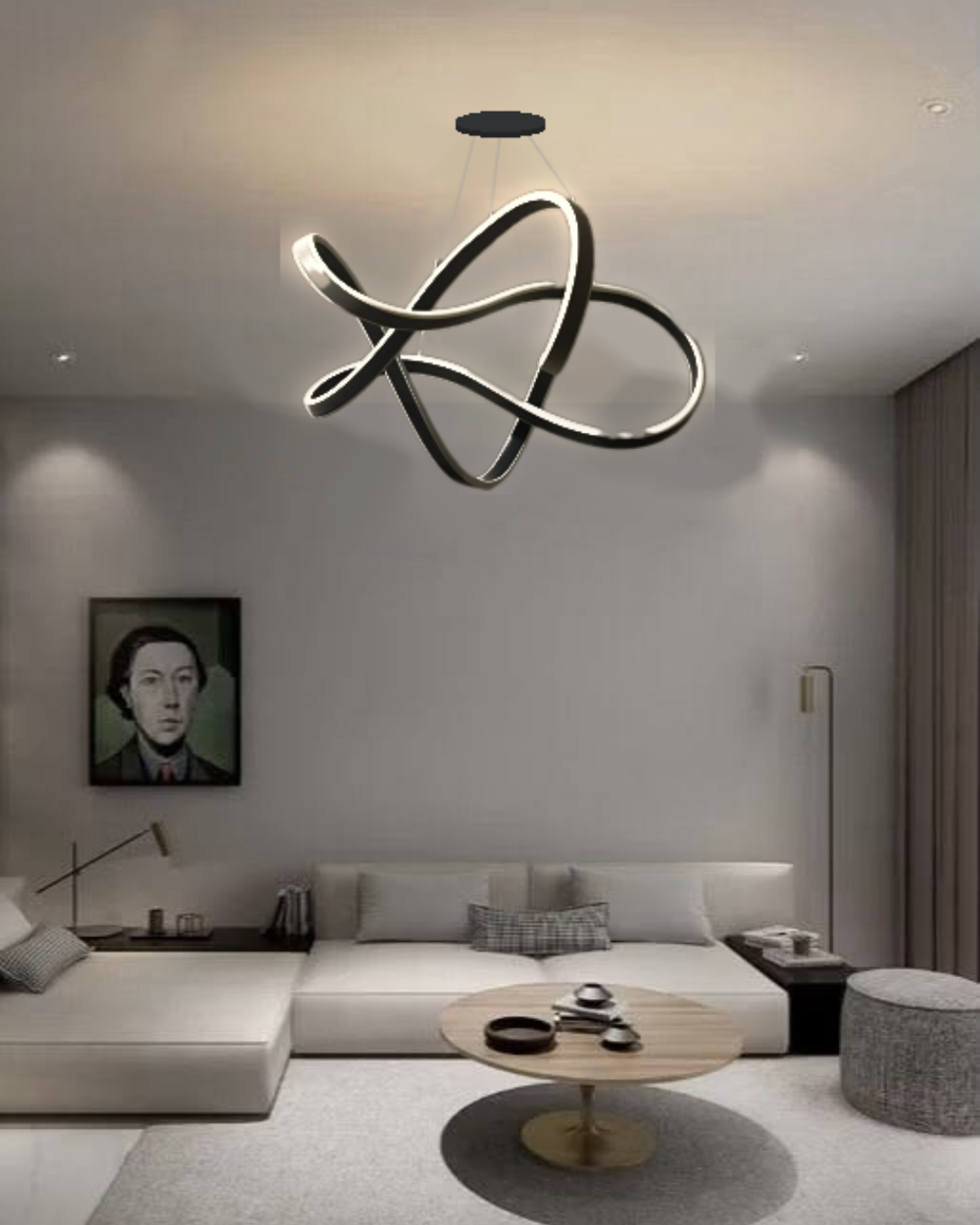 Twisted Ribbon LED Chandelier (Black)