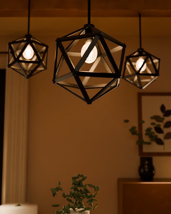 Geometric Cage Pendant Light (Black)